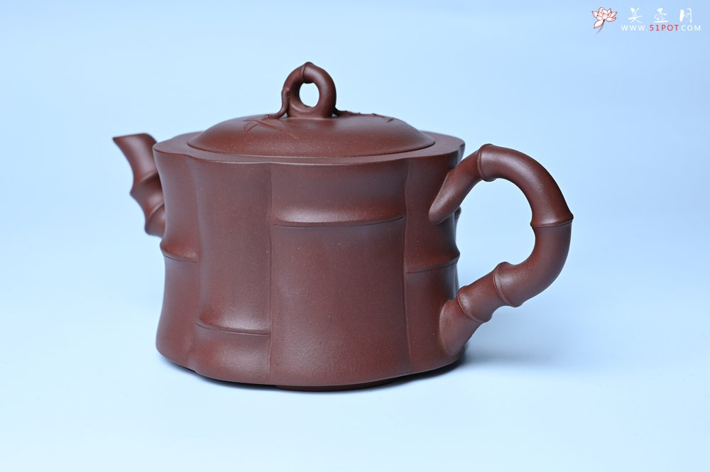 紫砂壶图片：美壶特惠 紫砂壶手工手制优质紫泥八段竹壶 茶人醉爱 - 美壶网