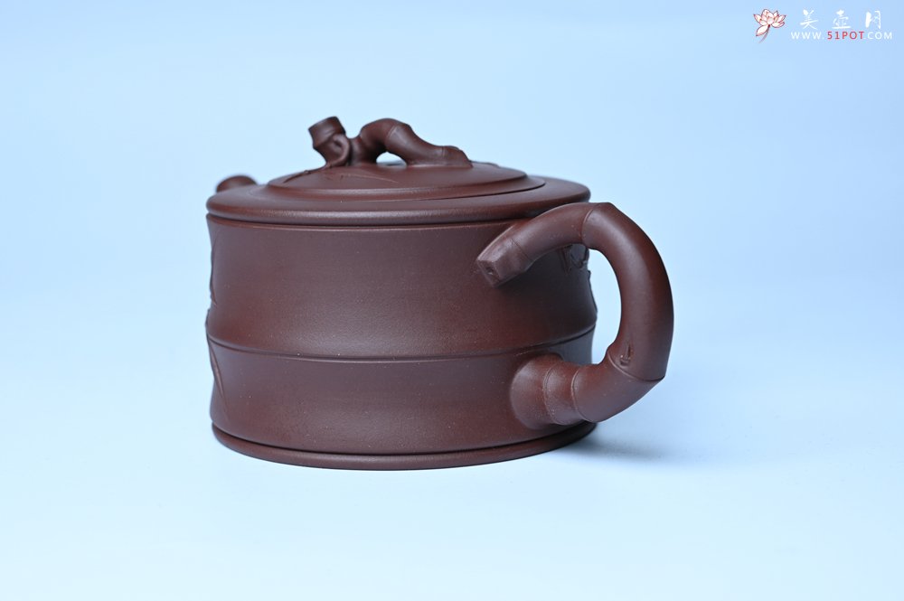 紫砂壶图片：美壶特惠 精致紫泥可心竹段壶 茶人醉爱 - 美壶网