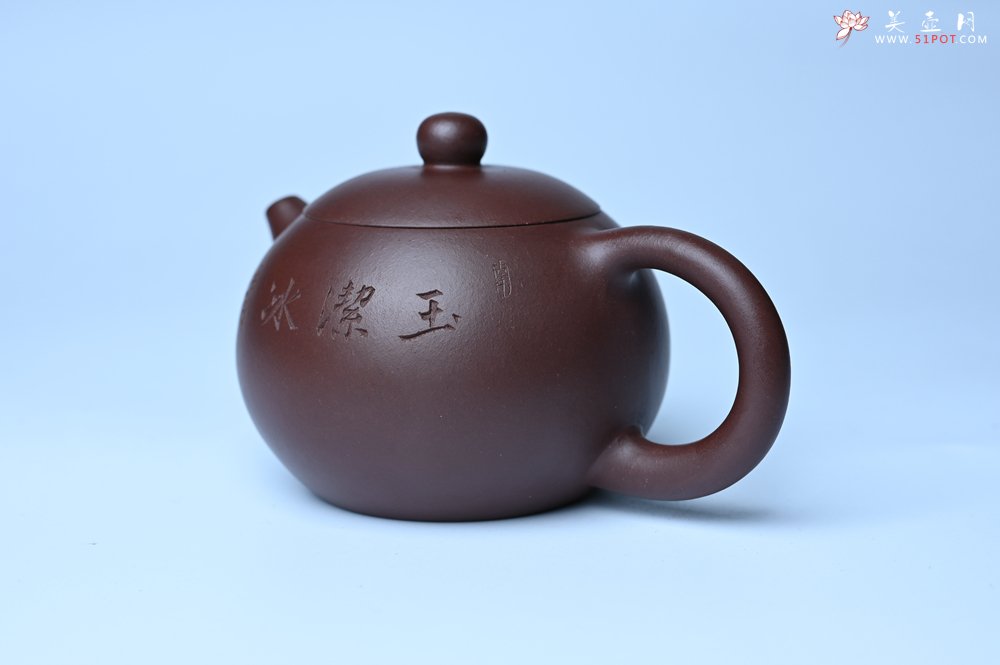 紫砂壶图片：油润底曹青 全手工西施茶壶 玉洁冰清 接天莲叶无穷碧 映日荷花别样红 - 美壶网