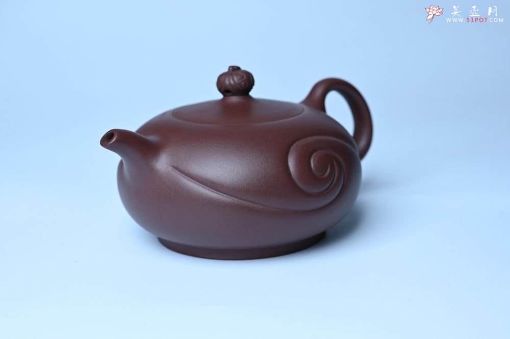 紫砂壶图片：美壶双11特惠 盖花泥 精工油润老紫泥如意半珠 茶人醉爱 - 美壶网