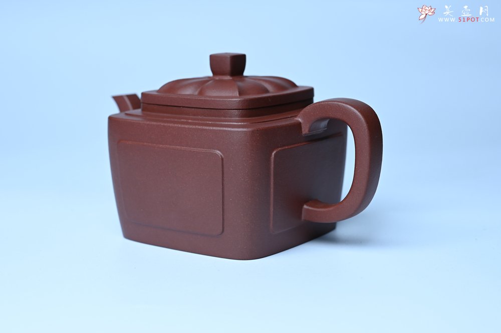 紫砂壶图片：美壶特惠 全手工优质紫红泥精致四方菱花壶 特文气 - 美壶网