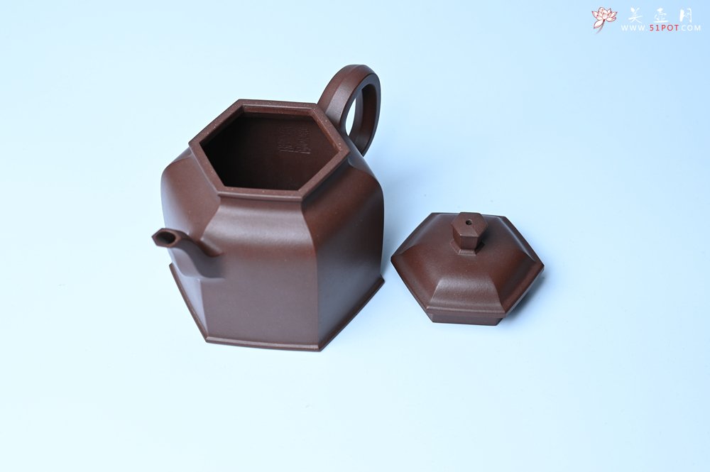 紫砂壶图片：美壶特惠 精致全手工六方金钟 泥料超好 - 美壶网