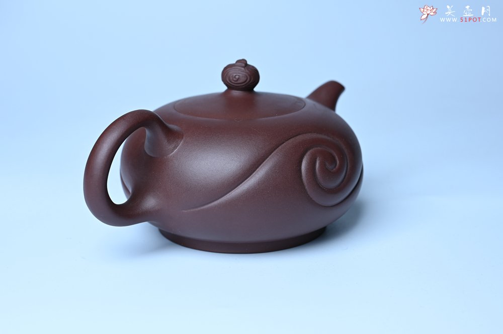 紫砂壶图片：美壶双11特惠 盖花泥 精工油润老紫泥如意半珠 茶人醉爱 - 美壶网