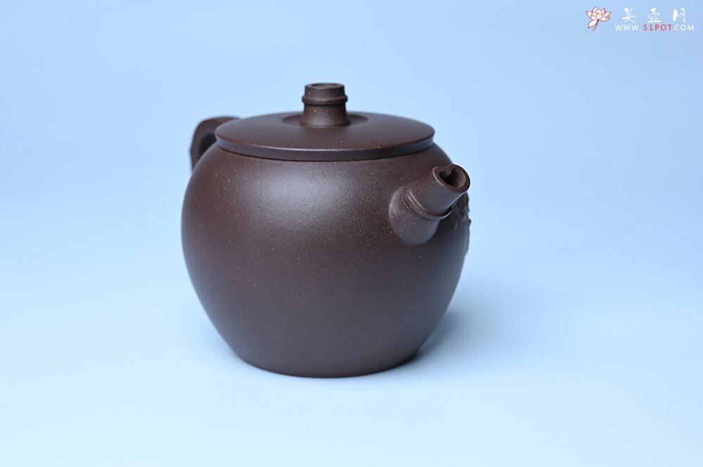 紫砂壶图片：美壶特惠 精致紫泥竹巨轮壶 茶人醉爱 - 美壶网