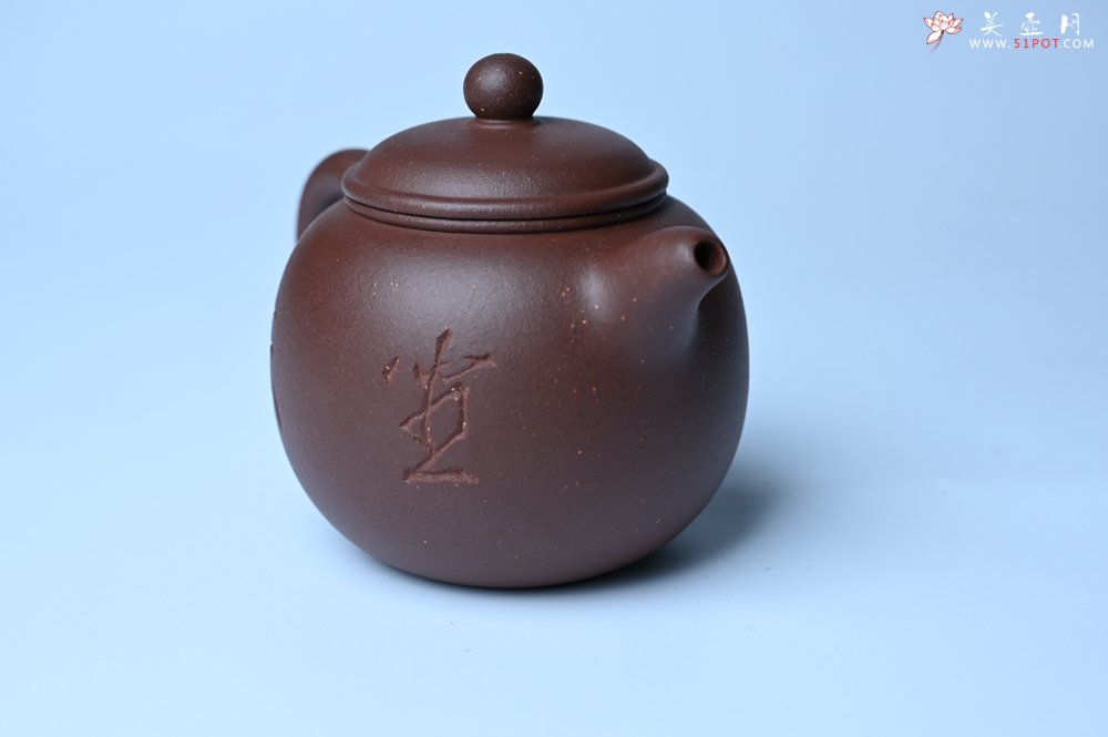 紫砂壶图片：毛国强入室弟子黄云初 特好老紫泥匏尊壶 名家何水法书法“坐忘” 刘世涛伯陶刻 - 美壶网