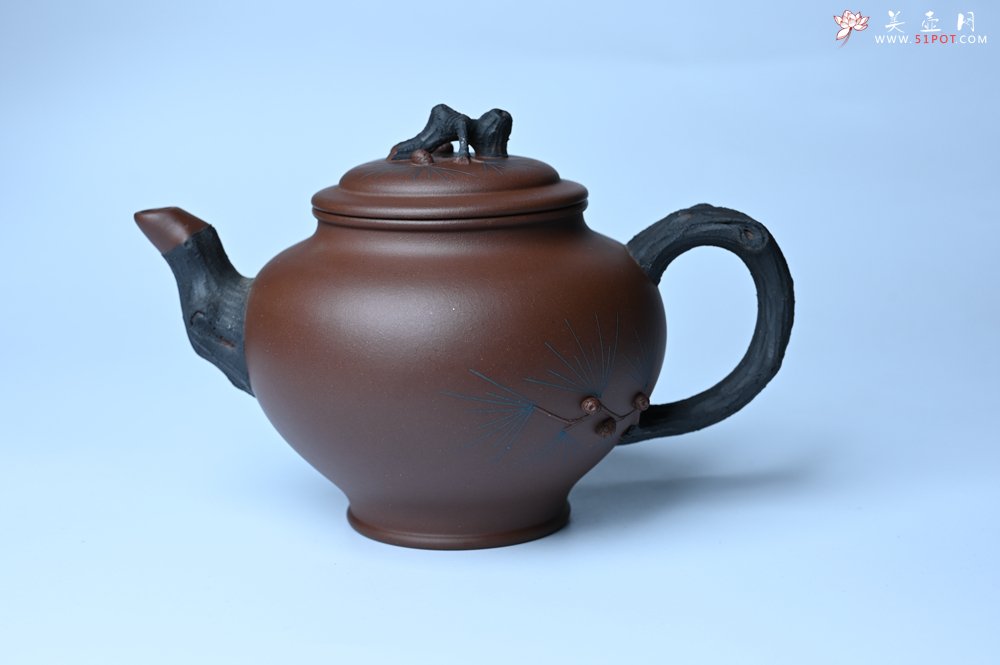 紫砂壶图片：美壶特惠 精致报春系列之松报春壶 - 美壶网