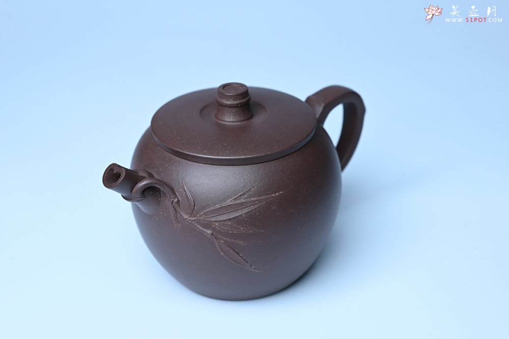 紫砂壶图片：美壶特惠 精致紫泥竹巨轮壶 茶人醉爱 - 美壶网