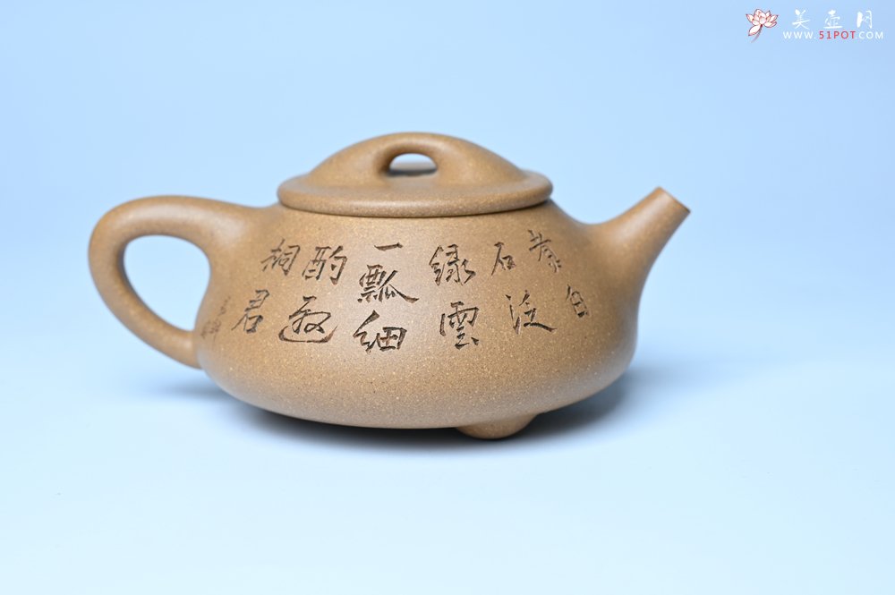 紫砂壶图片：潜力股周小培全手工老黄段泥（家藏老料 油润无比 识者自知）景舟石瓢 装饰鳜鱼图 双贵图 寓意富贵如意 - 美壶网