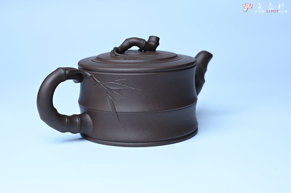 紫砂壶图片：美壶特惠 精致老紫泥可心竹段壶 茶人醉爱 - 美壶网