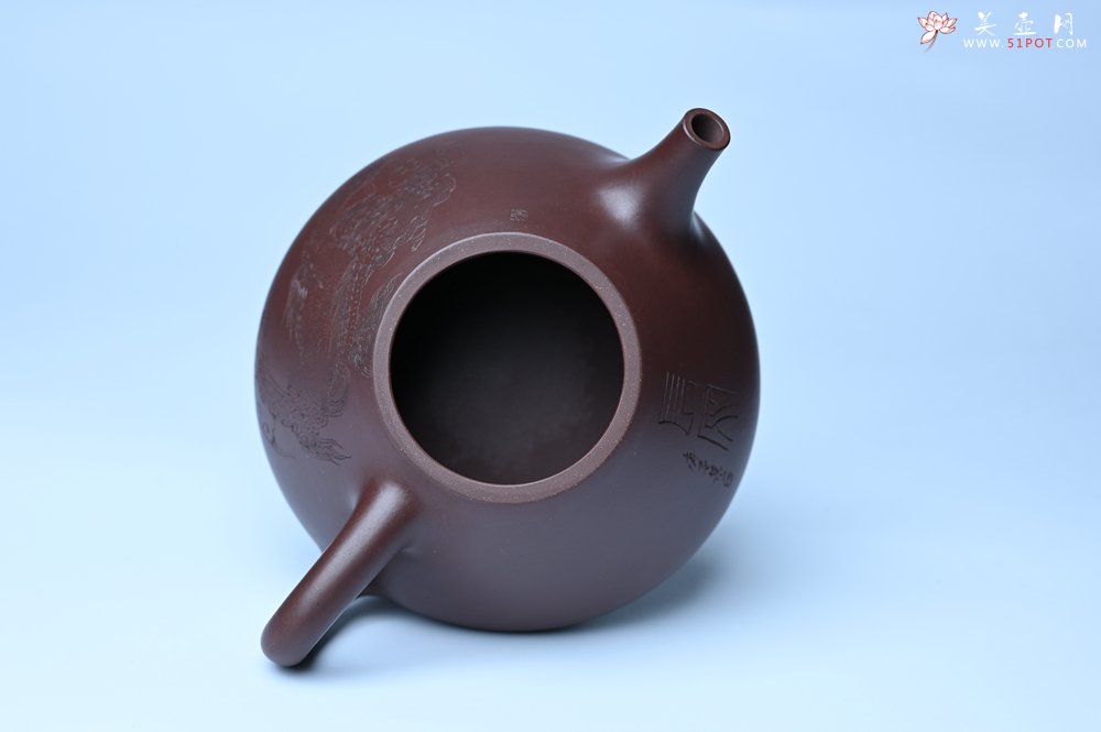 紫砂壶图片：特油润底曹青 全手工子冶石瓢 助工装饰菩萨坐骑瑞兽 - 美壶网