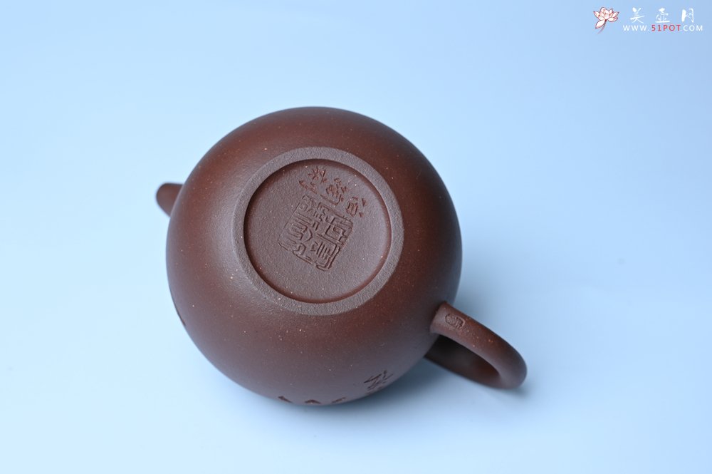 紫砂壶图片：毛国强入室弟子黄云初 特好老紫泥匏尊壶 名家何水法书法“坐忘” 刘世涛伯陶刻 - 美壶网