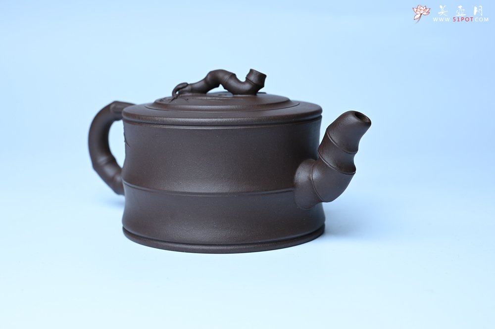 紫砂壶图片：美壶特惠 精致老紫泥可心竹段壶 茶人醉爱 - 美壶网
