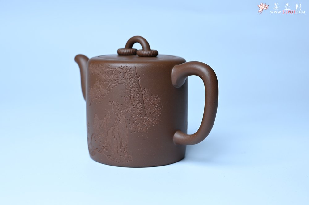 紫砂壶图片：美壶特惠 潜力股王静然 优质紫泥双圈壶 兴来每独往 胜事空自知 装饰文雅 - 美壶网