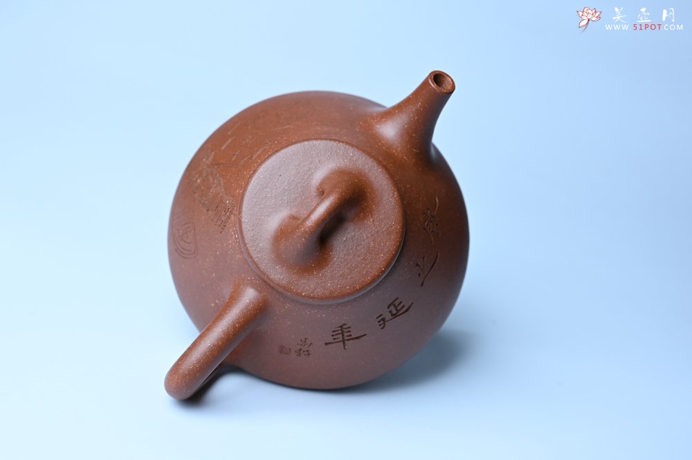 紫砂壶图片：潜力股周小培全手工降坡泥子冶石瓢 范小君徒杨志超装饰古钱币 饮之延年 特文气 - 美壶网