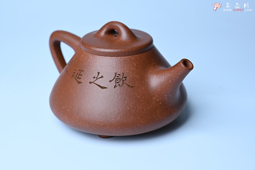 紫砂壶图片：潜力股周小培全手工降坡泥子冶石瓢 范小君徒杨志超装饰古钱币 饮之延年 特文气 - 美壶网