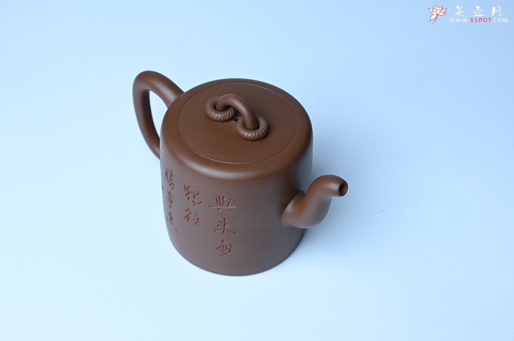 紫砂壶图片：美壶特惠 潜力股王静然 优质紫泥双圈壶 兴来每独往 胜事空自知 装饰文雅 - 美壶网