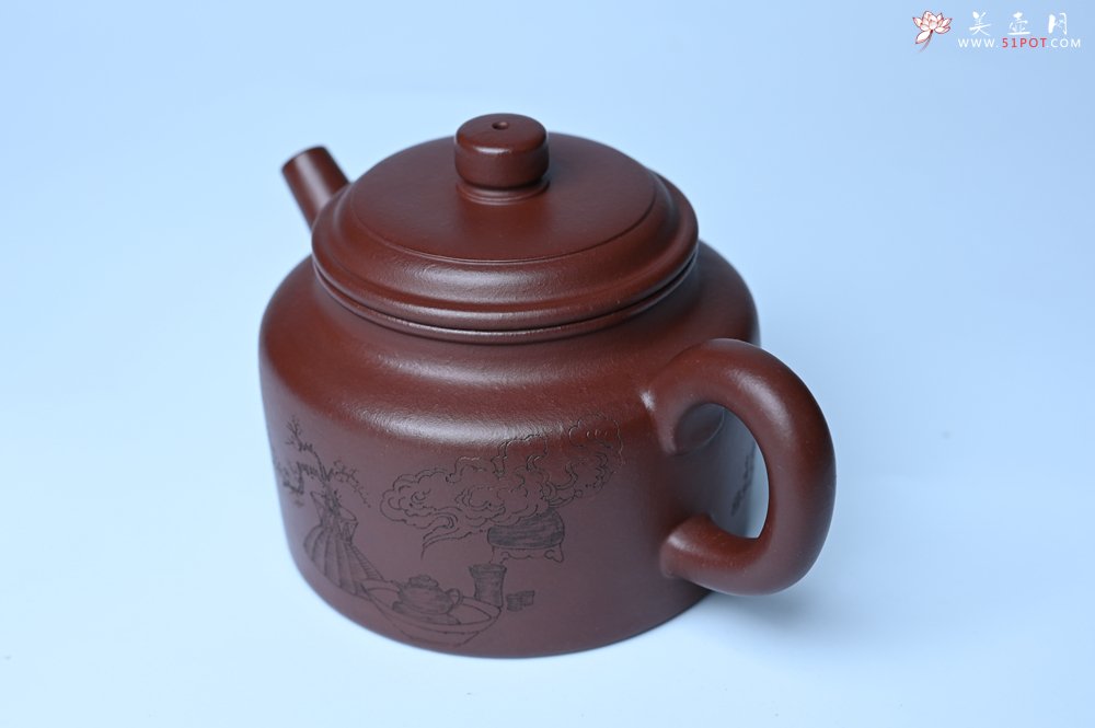 紫砂壶图片：油润黄龙山4号深井红皮龙 全手工德中壶 做工特好 装饰清供图 特文气 - 美壶网