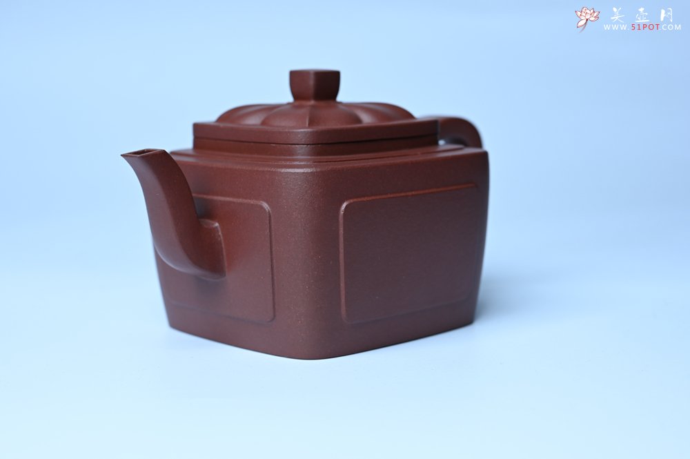 紫砂壶图片：美壶特惠 全手工优质紫红泥精致四方菱花壶 特文气 - 美壶网