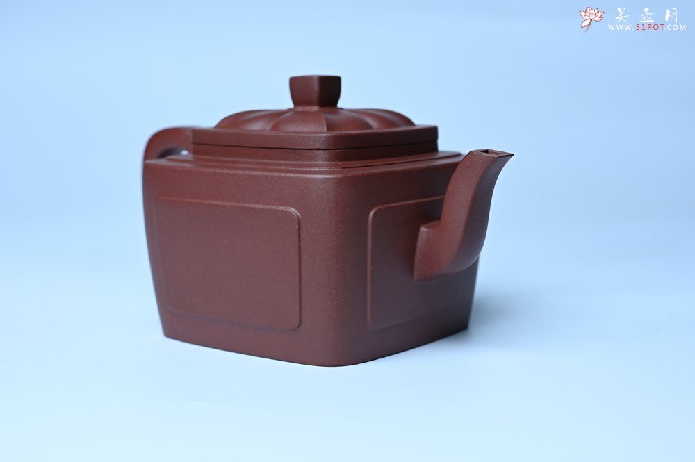 紫砂壶图片：美壶特惠 全手工优质紫红泥精致四方菱花壶 特文气 - 美壶网