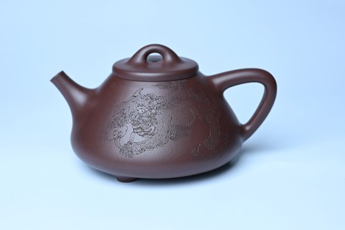 周小培紫砂壶 特油润底曹青 全手工子冶石瓢 助工装饰菩萨坐骑瑞兽 原矿底槽清