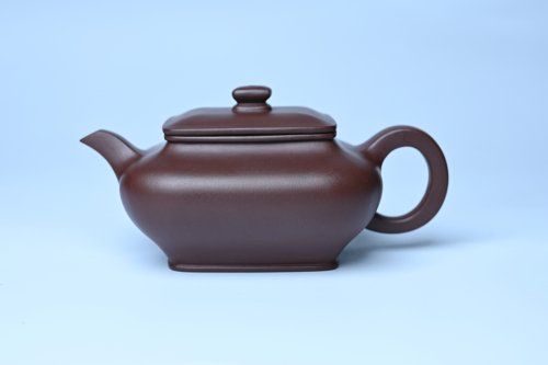 张海庄紫砂壶 油润老紫泥全手工精工小四方虚扁壶 原矿紫泥
