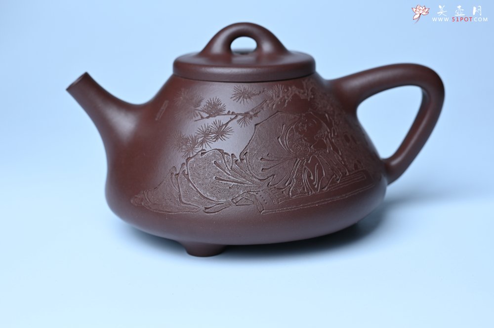 紫砂壶图片：潜力股周小培 特好全手工底槽清子冶石瓢 此是诗仙坡老作 与君同试雨前茶 - 美壶网