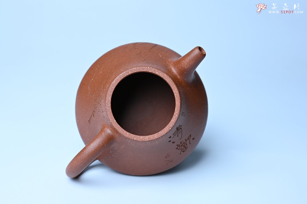 紫砂壶图片：美壶特惠 潜力股王老师 全手工拍打成型茄瓢壶 装饰枯枝鸟 特文气 - 美壶网