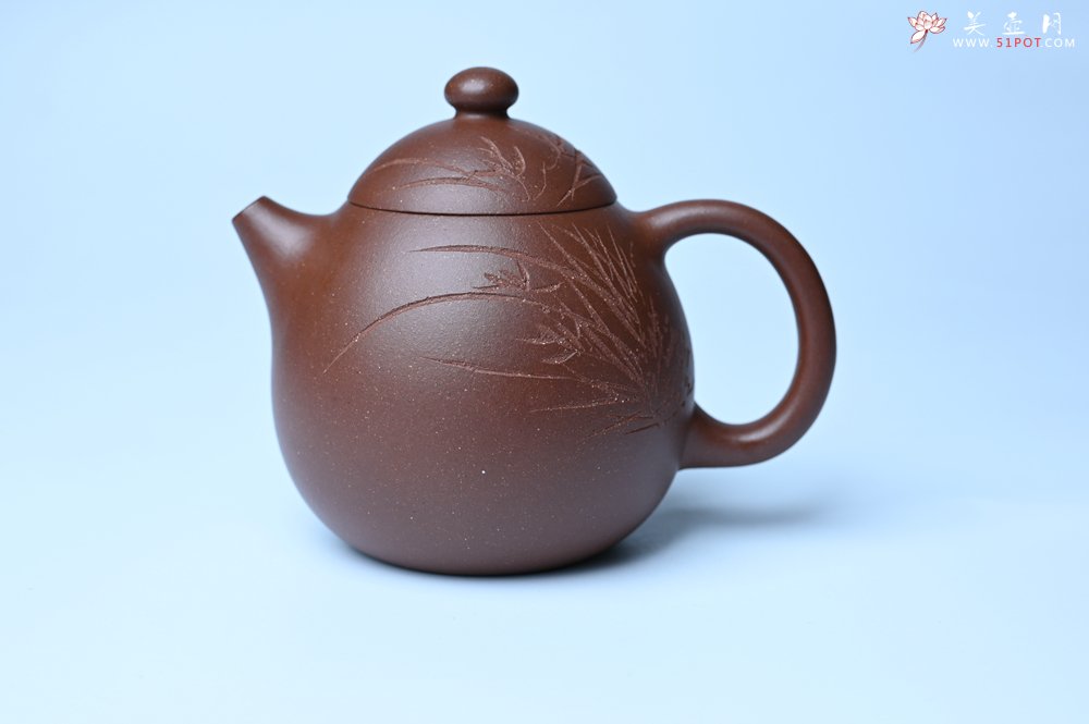 紫砂壶图片：美壶特惠 特好底槽青龙蛋壶 装饰兰草特文气 - 美壶网