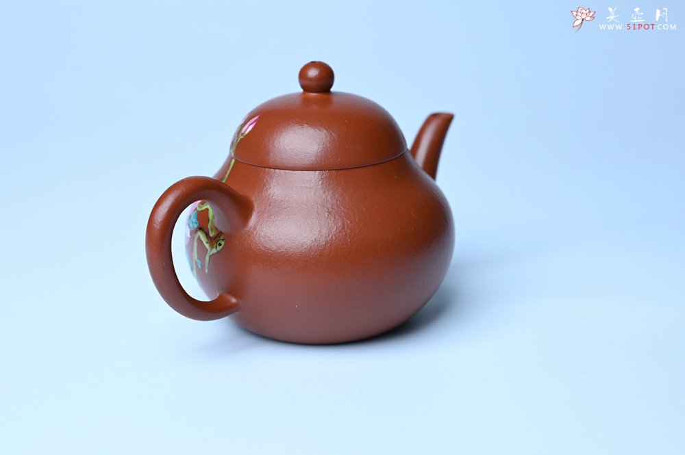 紫砂壶图片：美壶特惠 优质朱泥梨形壶 蝶恋花 茶人醉爱 - 美壶网