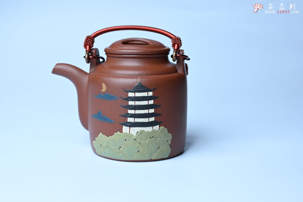 紫砂壶图片：美壶特惠 特好红皮龙精工洋桶壶 茶人醉爱 - 美壶网