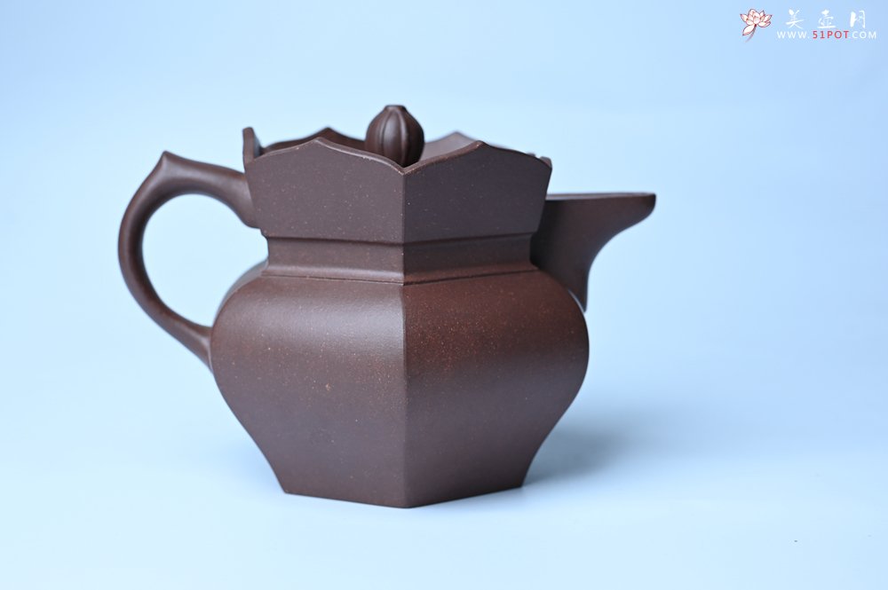 紫砂壶图片：摹古时大彬 优质调砂老紫泥全手工镶片僧帽壶 难度大 古韵悠悠 愈养迷人 - 美壶网