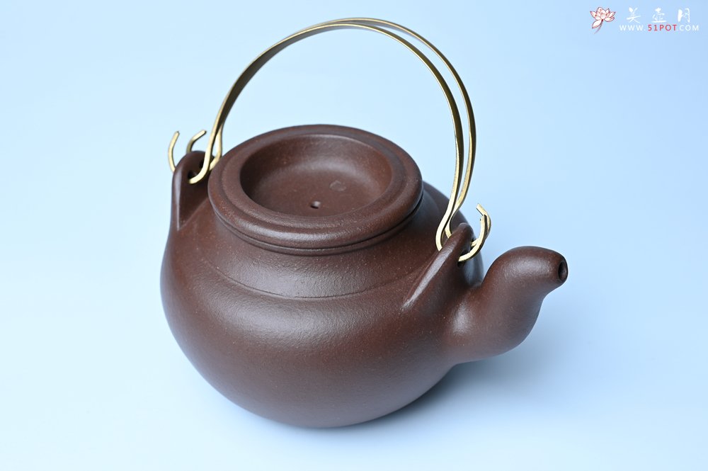紫砂壶图片：美壶特惠 手工手制精致老紫泥提梁壶 茶人醉爱 - 美壶网
