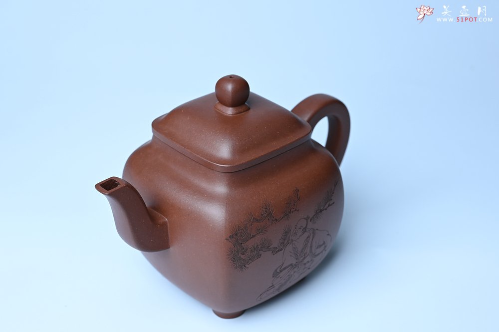 紫砂壶图片：实力派张海艳全手工油润底曹青重器鸣远四方 气势磅礴 用心之作 装饰人物特文气 - 美壶网