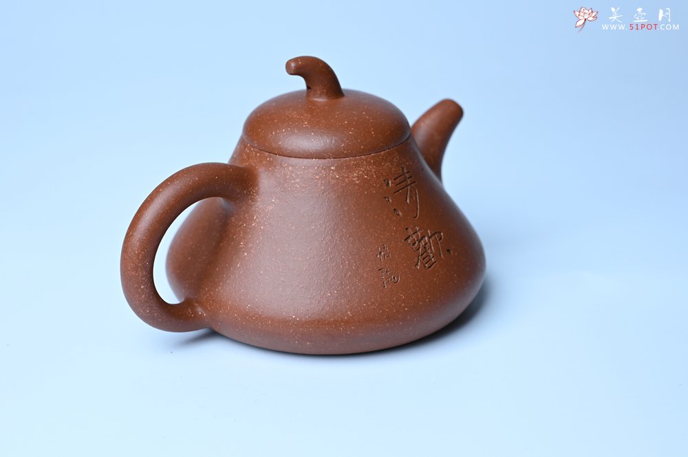 紫砂壶图片：美壶特惠 潜力股王老师 全手工拍打成型茄瓢壶 装饰枯枝鸟 特文气 - 美壶网