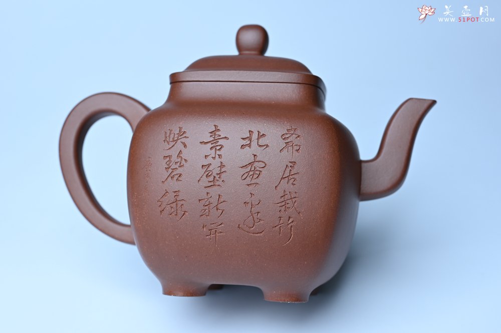 紫砂壶图片：实力派张海艳全手工油润底曹青重器鸣远四方 气势磅礴 用心之作 装饰人物特文气 - 美壶网