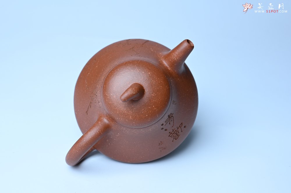 紫砂壶图片：美壶特惠 潜力股王老师 全手工拍打成型茄瓢壶 装饰枯枝鸟 特文气 - 美壶网