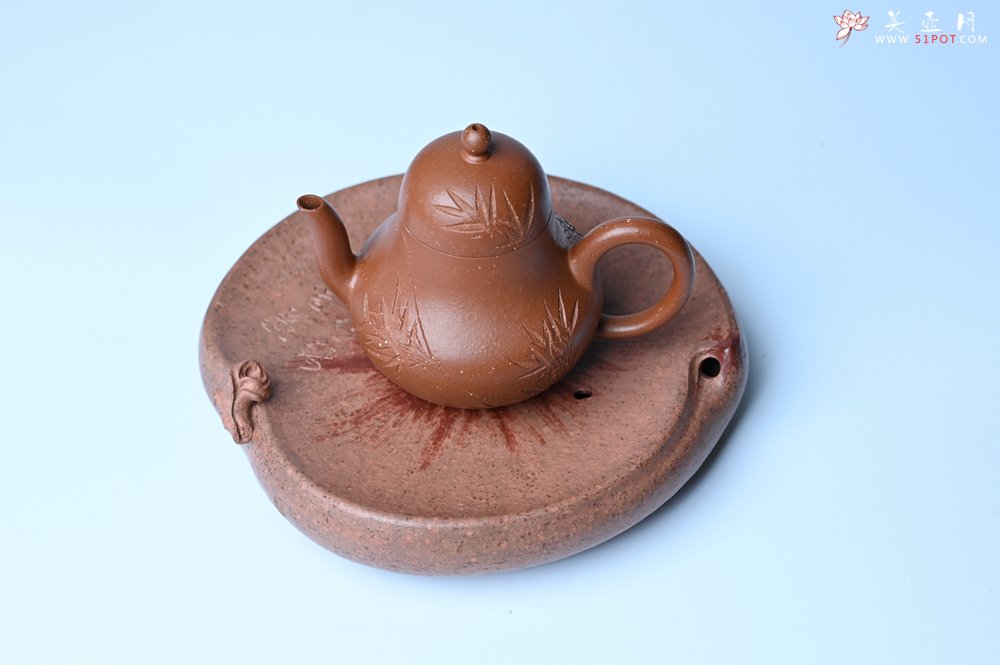 紫砂壶图片：美器特惠 朱自立工作室精品寿桃干泡台 直径大约15cm - 美壶网