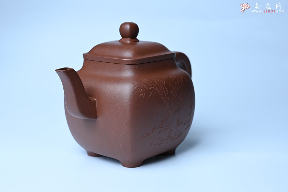 紫砂壶图片：实力派张海艳全手工油润底曹青重器鸣远四方 气势磅礴 用心之作 装饰人物特文气 - 美壶网