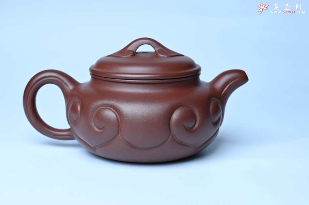 紫砂壶图片：美壶特惠 精致紫泥仿古如意壶 茶人醉爱 - 美壶网