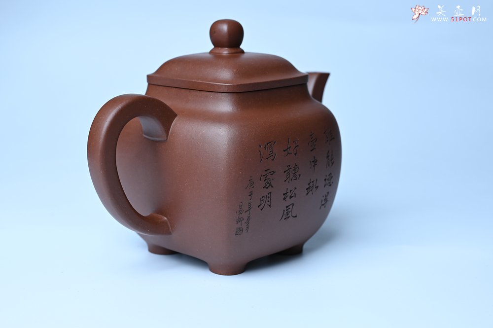 紫砂壶图片：实力派张海艳全手工油润底曹青重器鸣远四方 气势磅礴 用心之作 装饰人物特文气 - 美壶网