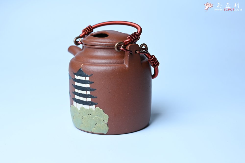 紫砂壶图片：美壶特惠 特好红皮龙精工洋桶壶 茶人醉爱 - 美壶网