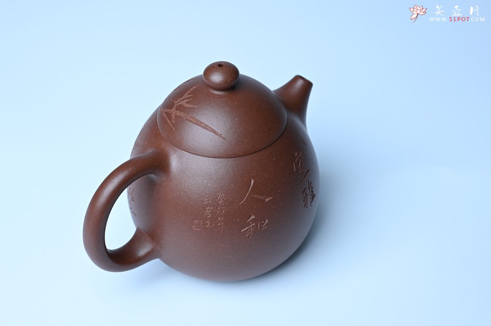 紫砂壶图片：美壶特惠 特好底槽青龙蛋壶 装饰兰草特文气 - 美壶网