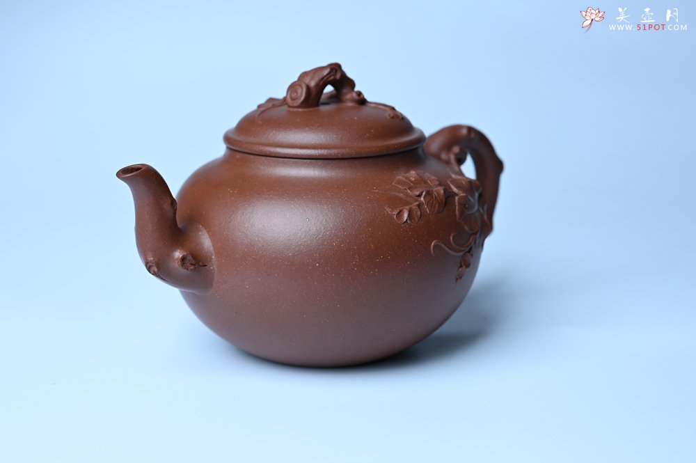 紫砂壶图片：美壶特惠 精品多子多福紫砂壶 帖叶生动细腻 送礼佳品 - 美壶网