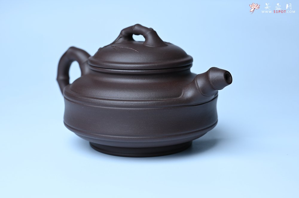 紫砂壶图片：美壶特惠 优质老紫泥双线竹鼓二式 养后特润 - 美壶网