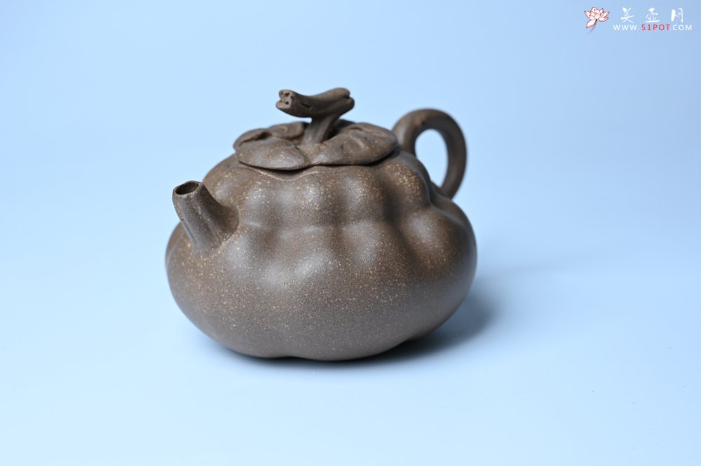 紫砂壶图片：美壶特惠 精致卡盖全手工老青段仿生小花货柿子壶 茶人醉爱 - 美壶网