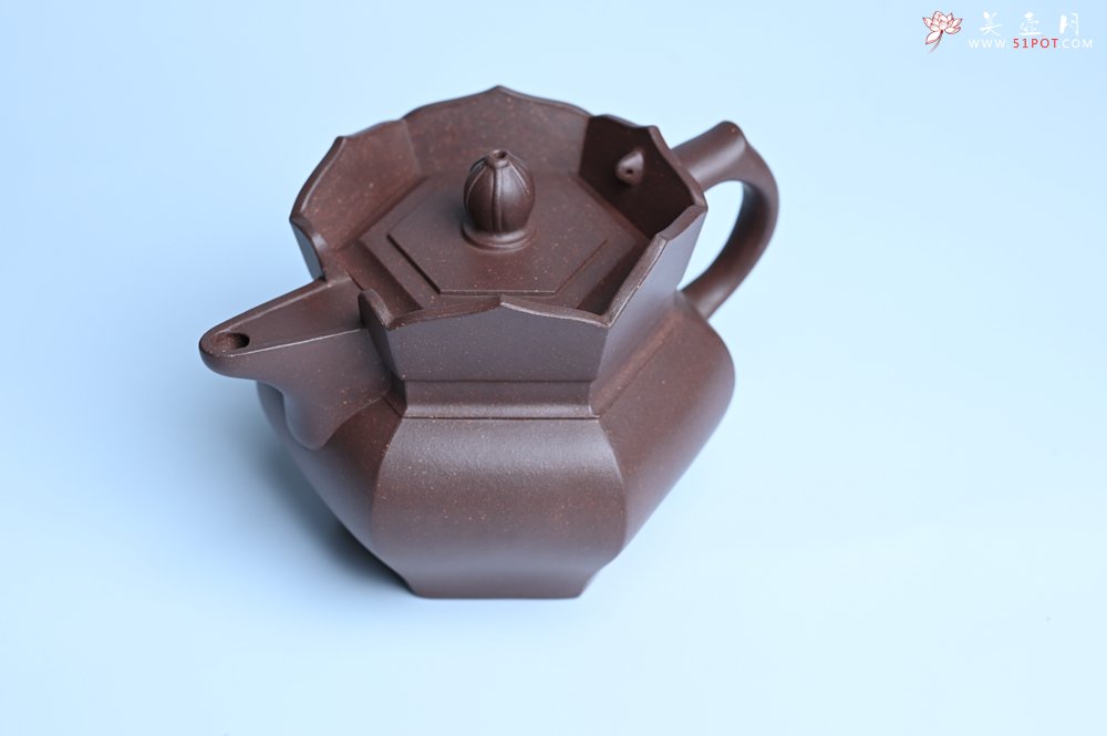 紫砂壶图片：摹古时大彬 优质调砂老紫泥全手工镶片僧帽壶 难度大 古韵悠悠 愈养迷人 - 美壶网