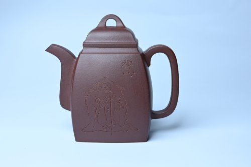 吴亚良紫砂壶 全手工精致汉方壶 清池皓月照禅心 禅意浓浓 原矿紫泥