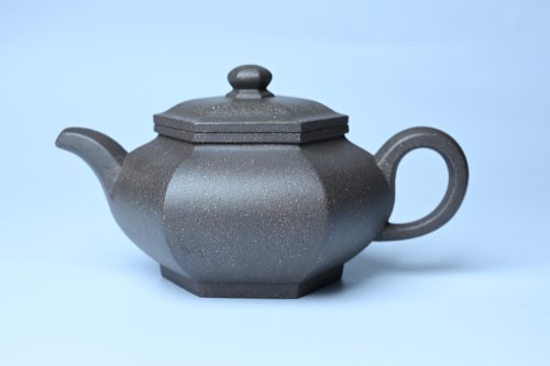 张海艳紫砂壶 实力派张海艳全手工油润青灰段泥藏六方壶 线面挺快 大气 青灰泥