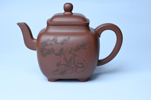 张海艳紫砂壶 实力派张海艳全手工油润底曹青重器鸣远四方 气势磅礴 用心之作 装饰人物特文气 原矿底槽清