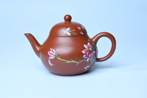 美壶定制老师紫砂壶 美壶特惠 优质朱泥梨形壶 蝶恋花 茶人醉爱 原矿朱泥